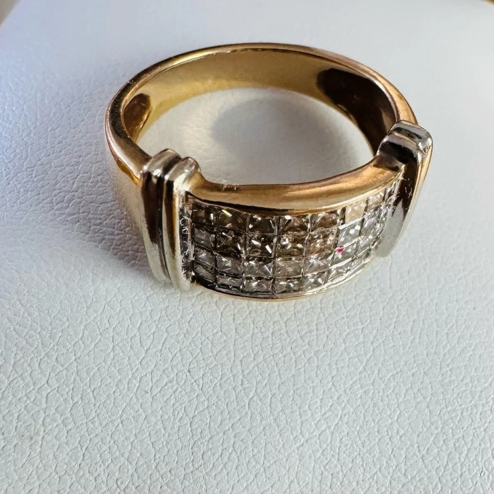 14K Yellow and White Gold Channel Set Band Ring Wedding Anniversary size 7